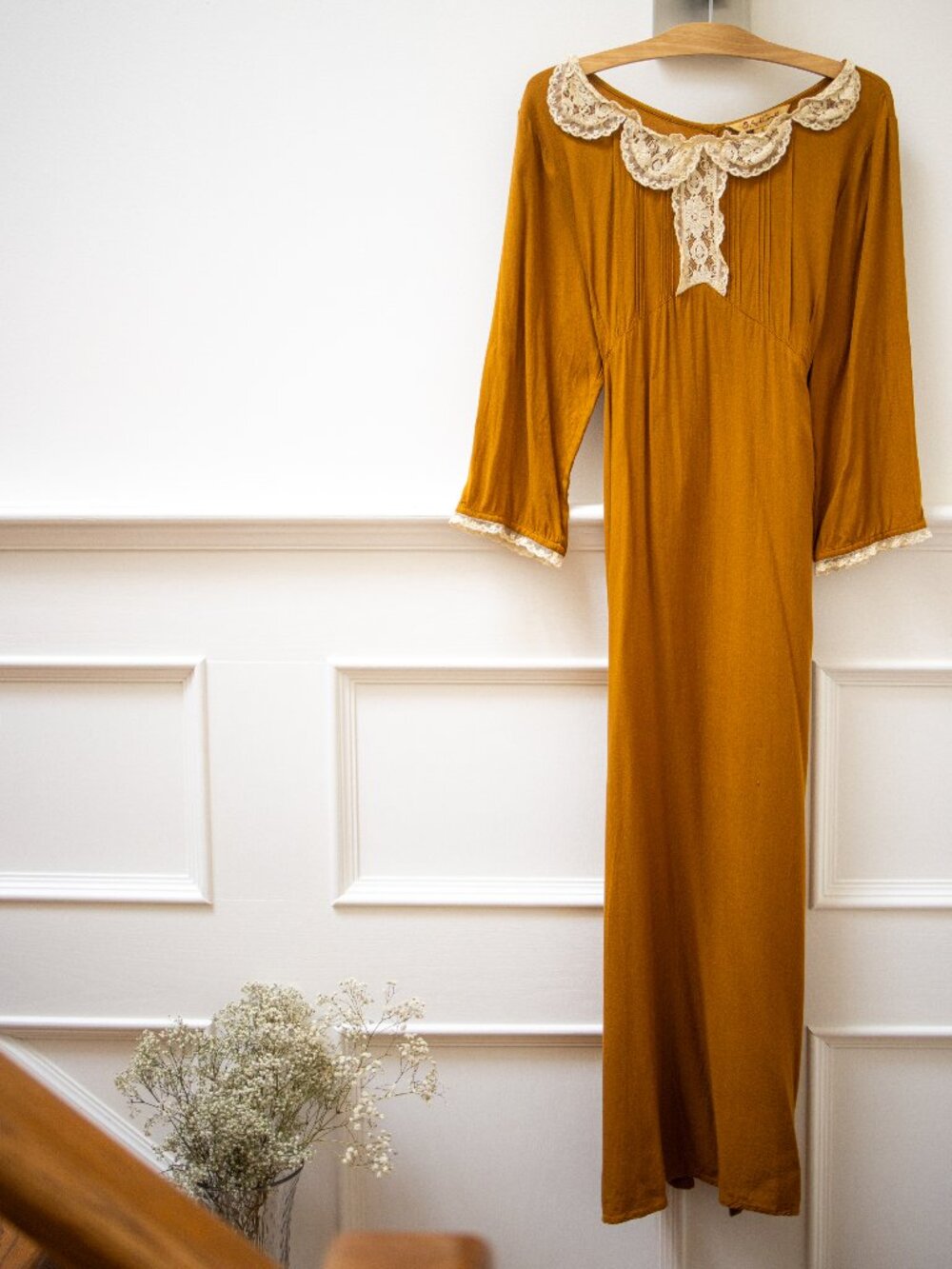 April Cornell Maxi Dress with Cream Lace Collar